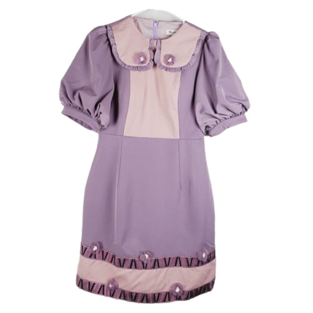 Factory Boutique Korean Mini Puff Sleeves Peter Pan Collar Dress Sz M